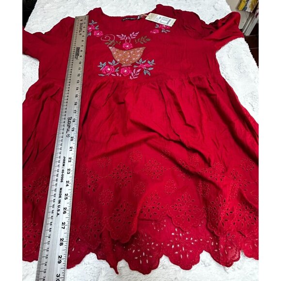 Gudrun Sjöden Women's Okarina Blouse Organic Cotton Embroidered Top Large Red - Picture 9 of 9